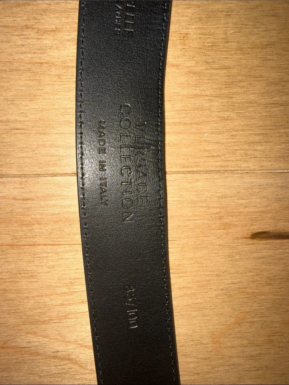 Versace Collection Black Leather Medusa Plaque Belt Size 34, 85/100